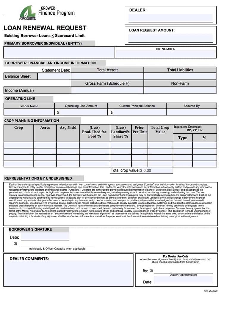 AgroLiquid Loan Renewal Form (fillable)